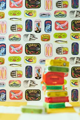 Rachel Antonoff Sardine Tins Peel-and-Stick Wallpaper - White by Anthropologie, image 2