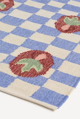 Radish Flatwoven Rug Checkered - Blue, Wool/Jute alternate view