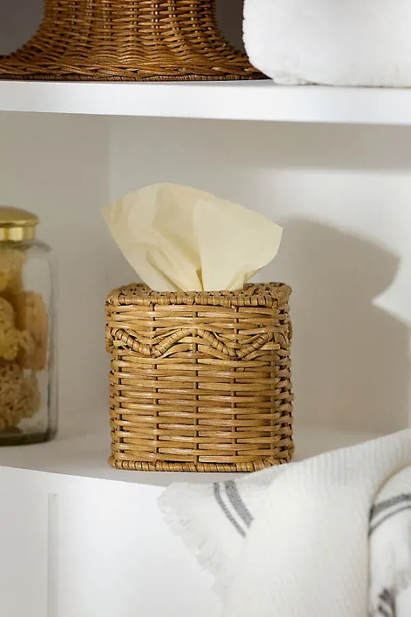 Rattan Scallop Edge Tissue Box - Beige product