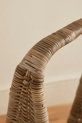Rattan Tall Log Storage with Wheels - Brown alternate view