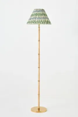 Rattan Wrapped Floor Lamp Base - Antique Brass product