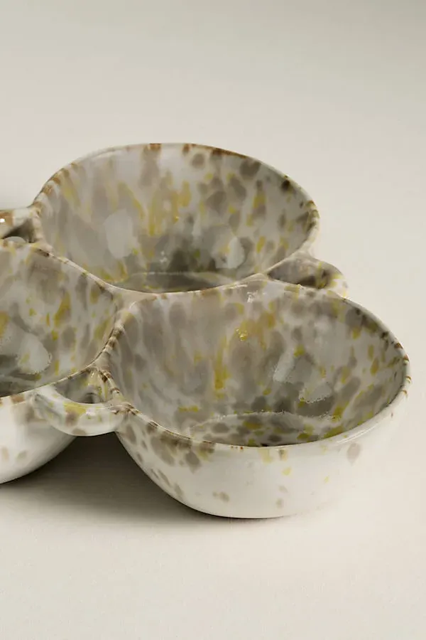 Reactive Stoneware Tri-Bowl - Beige product