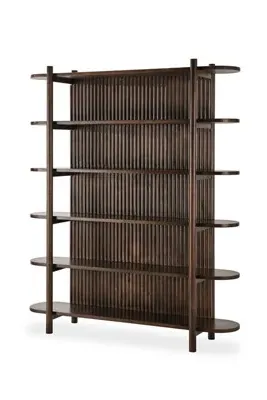 Redford Tall Fluted Bookcase - Brown, Wood product