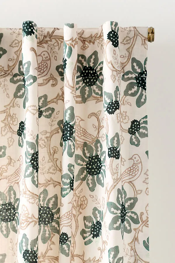 Reece Floral Curtain Panel - Ivory, Organic Cotton product