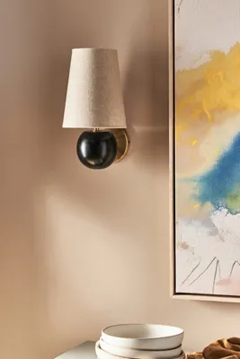 Regina Cotton Shade Mango Wood Sconce Wall Light product