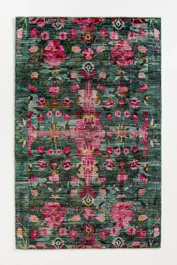 Ren Floral Rug - Pink, Polyester by Anthropologie