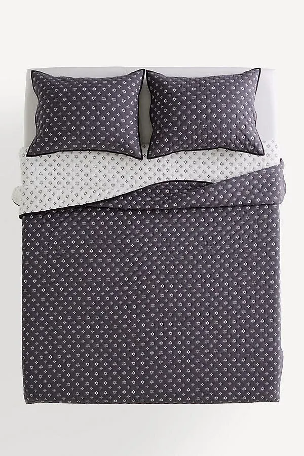 Reversible Eyelet Coverlet - Black, Cotton product