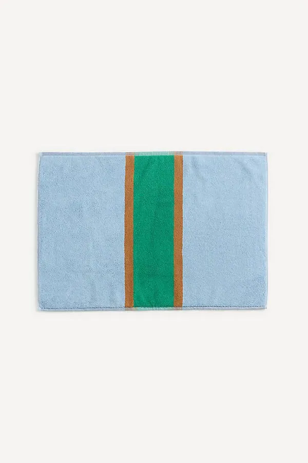 Reversible Striped Bath Mat - Blue, Cotton by Anthropologie