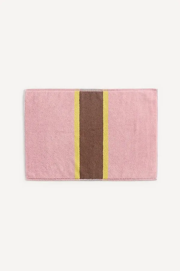 Reversible Striped Bath Mat - Red, Cotton by Anthropologie