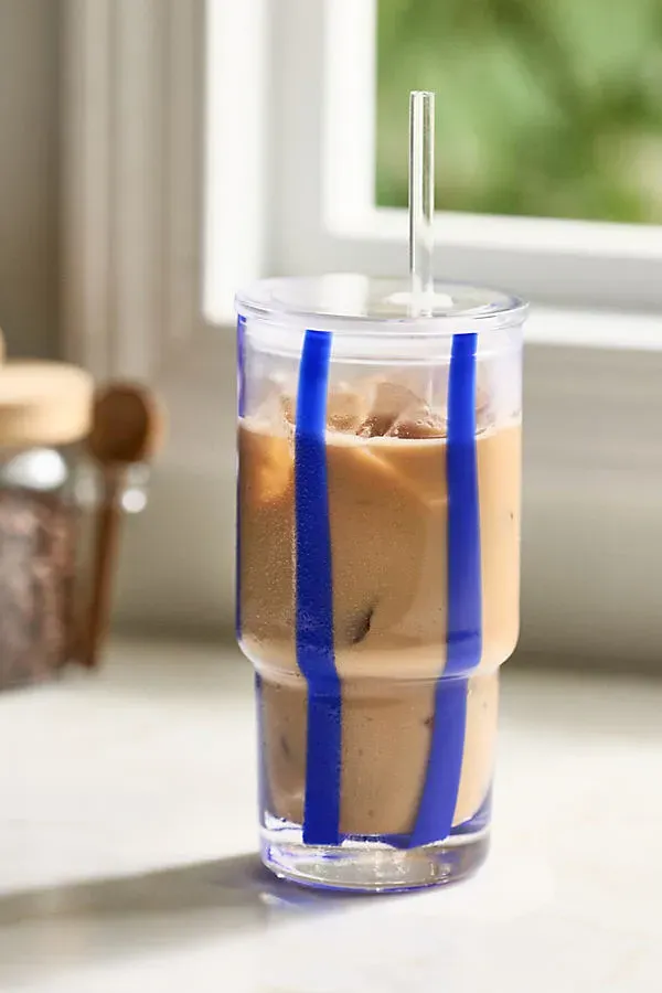 Ribbon Stripe Tumbler with Lid - Blue, Acrylic product