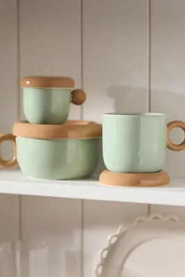 Rika Stoneware Soup Mug - Blue by Anthropologie, alternate view