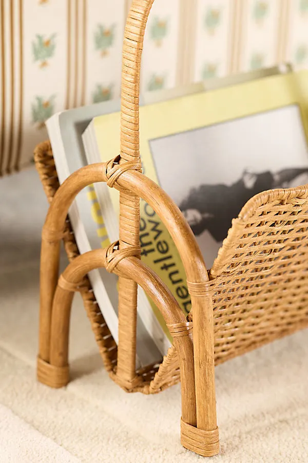 Ripple Rattan Magazine Basket with Handle product