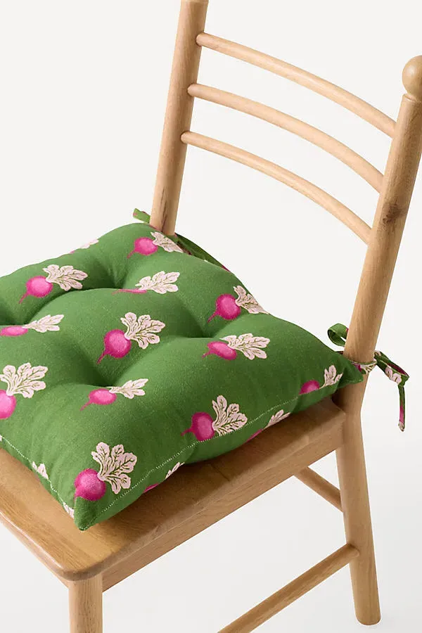 Roma Dining Chair Cushion - Green, Cotton by Anthropologie