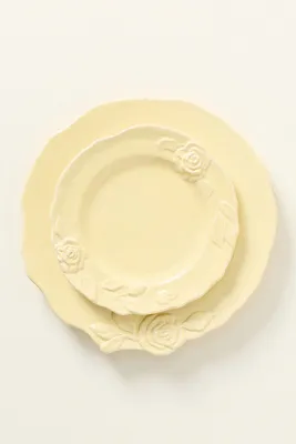 Rose Italian Earthenware Dessert Plates Set of 4 - Yellow product