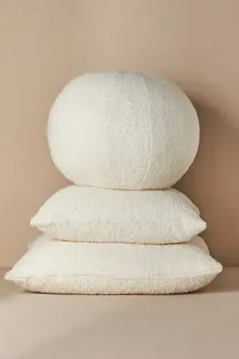 Round Boucle Cushion - White, Polyester/Cotton product