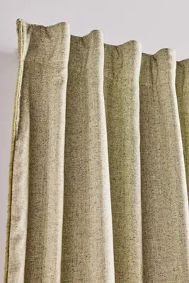 Rowen Woven Textured Ruched Piping Blackout Curtain - Green product