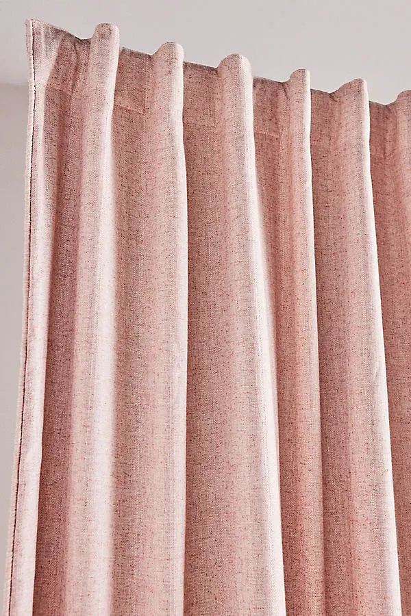 Rowen Woven Textured Ruched Piping Curtain - Orange, Polyester/Linen product