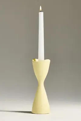Ruby Clay Veda Hourglass Taper Candle Holder Large - Yellow, Ceramic by Anthropologie, image 2