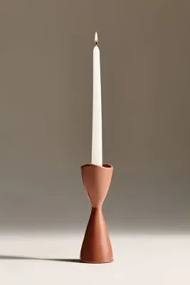 Ruby Clay Veda Hourglass Taper Candle Holder Medium - Brown, Ceramic by Anthropologie, image 2