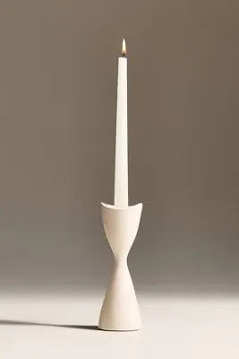 Ruby Clay Veda Hourglass Taper Candle Holder Small - Ivory, Ceramic by Anthropologie, alternate view