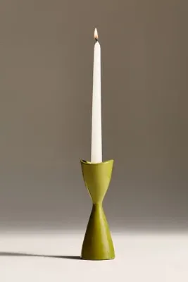 Ruby Clay Veda Large Hourglass Taper Candle Holder - Green, Ceramic by Anthropologie, image 2