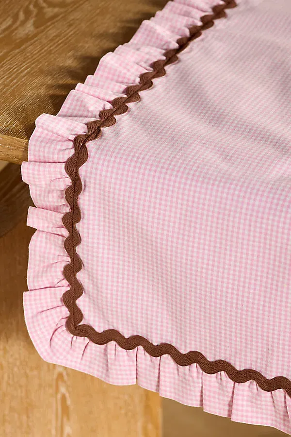 Ruby Ric Rac Pleated Table Runner - Pink, Cotton product