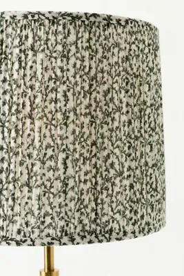 Ruched Printed Drum Lampshade - Green, Cotton by Anthropologie, alternate view