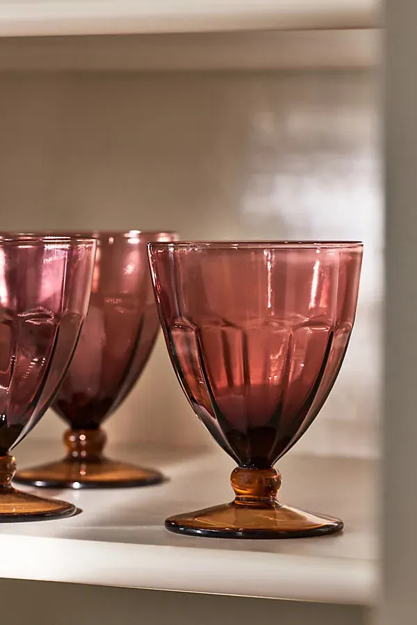 Rue Glass Goblets Set of 4 - Pink, Soda Lime Glass by Anthropologie