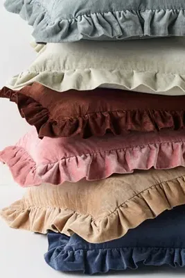 Ruffled Velvet Throw Cushion - Cotton, Rayon alternate view