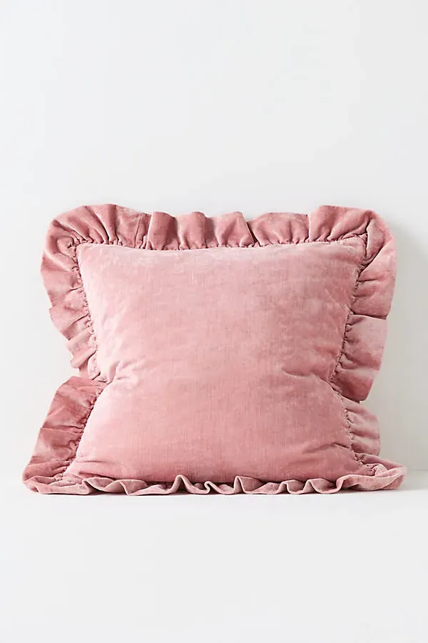 Ruffled Velvet Throw Cushion - Cotton, Rayon product
