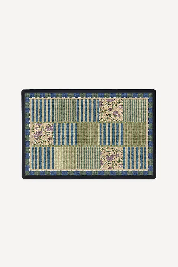 Ruggable Washable Wendel Patchwork Doormat - Blue, Polyester by Anthropologie