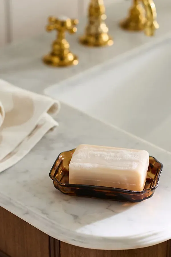 Rumi Tortoise Soap Dish - Brown, Glass by Anthropologie