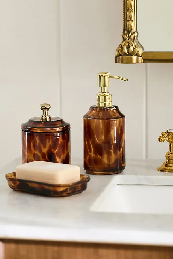 Rumi Tortoise Soap Pump - Brown, Glass by Anthropologie, alternate view