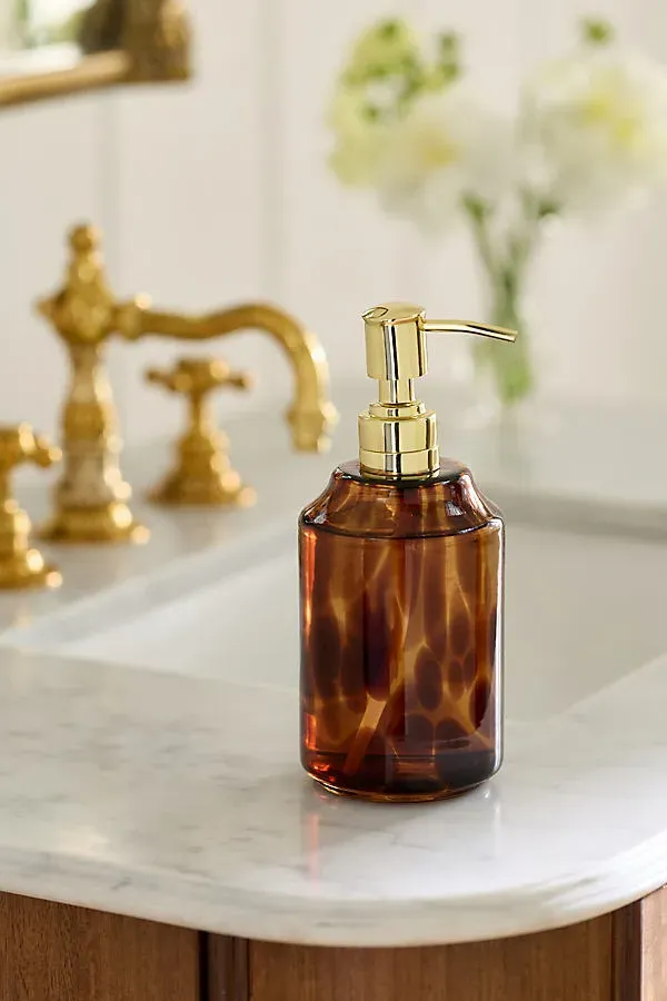 Rumi Tortoise Soap Pump - Brown, Glass by Anthropologie