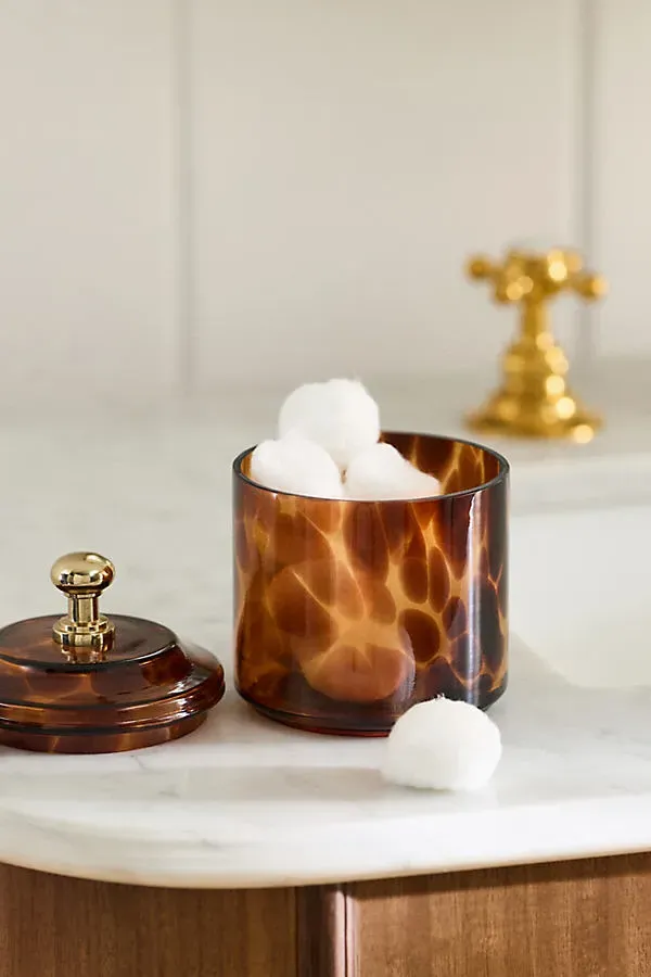 Rumi Tortoiseshell Bath Canister - Glass by Anthropologie