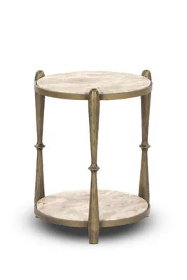 Ruthie Round End Table - Gold, Marble by Anthropologie, image 2