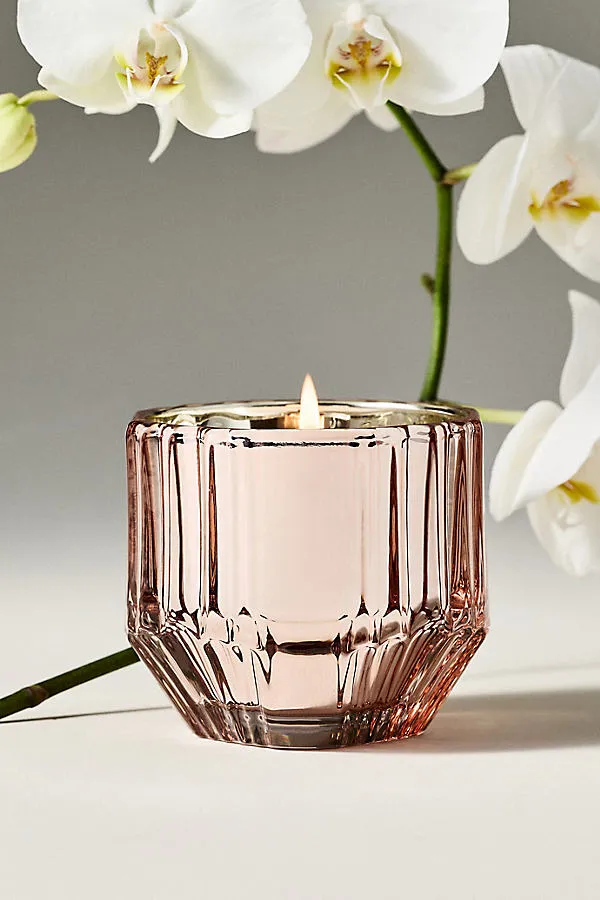 Sabina Floral Orchid & Amber Glass Candle - Pink by Anthropologie