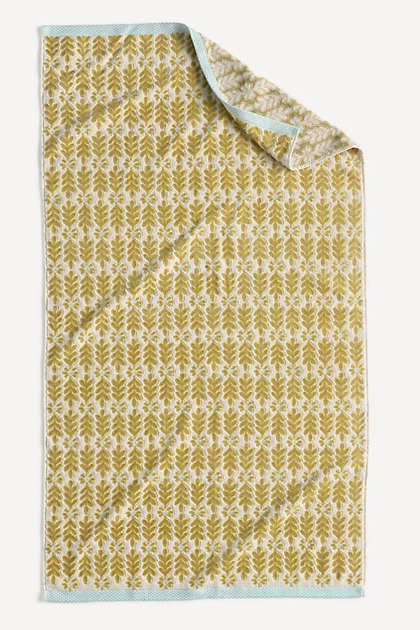 Sabine Floral Woven Towel Collection - Green, Cotton by Anthropologie, image 2