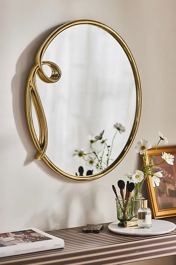 Sade Metal Loop Oval Wall Mirror - Gold product