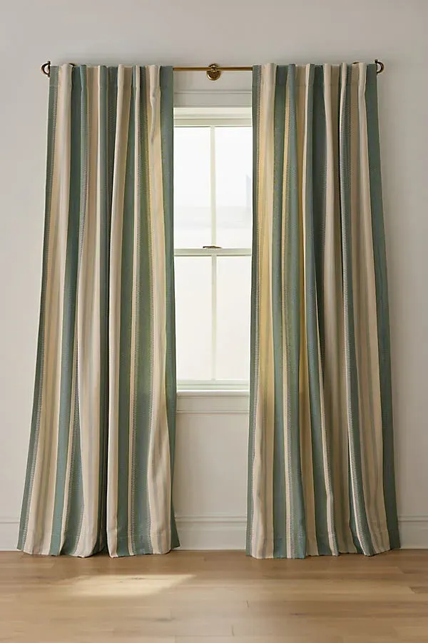 Safi Striped Jacquard Curtain - Blue, Cotton product