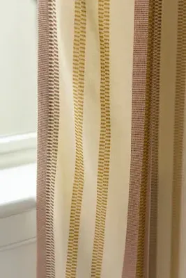 Safi Striped Woven Jacquard Curtain - Yellow, Cotton by Anthropologie, image 2