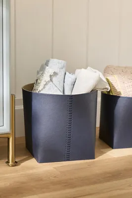 SALO Full Grain Leather Basket Set of 2 - Blue product