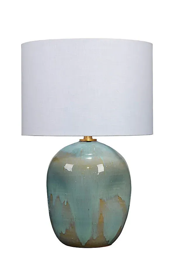 Salvador Reactive Ceramic Glaze Table Lamp - Blue, Linen product