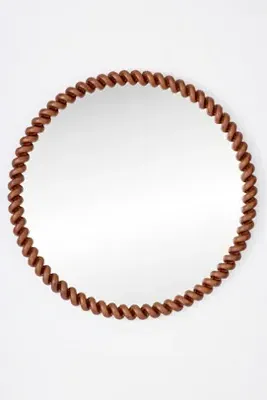 San Marco Braided Round Wall Mirror - Brown, Wood product