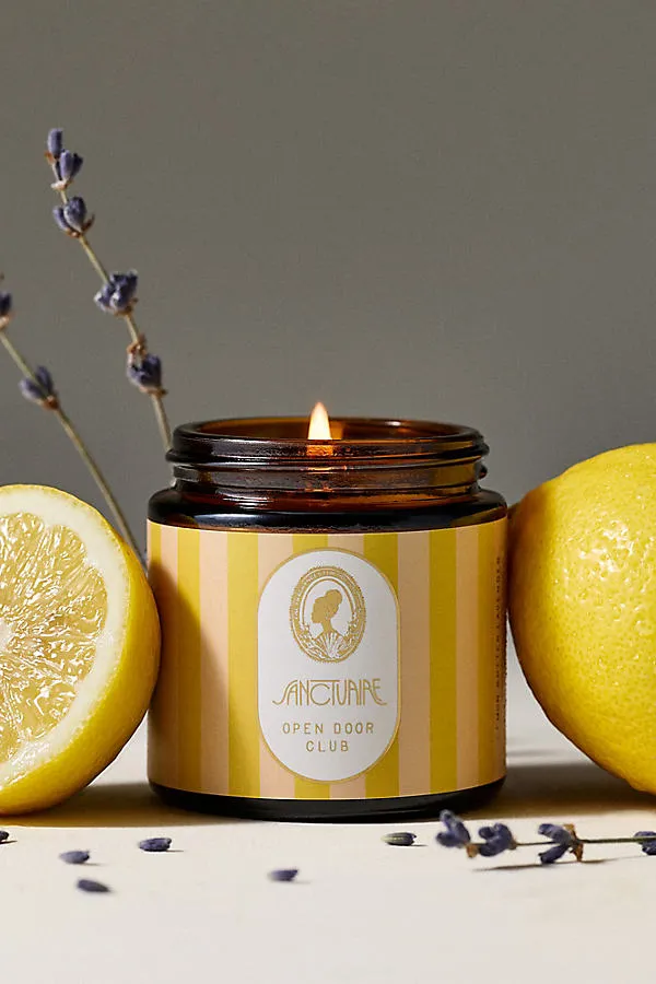 Sanctuaire Open Door Club Glass Candle - Yellow, Cotton by Anthropologie