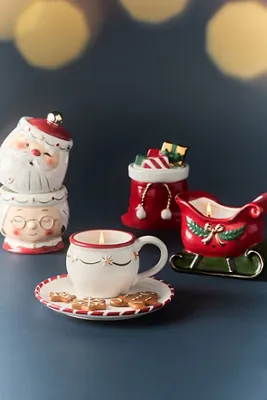 Santa's Sleigh Journey To The Alps Ceramic Candle - Red by Anthropologie, image 2