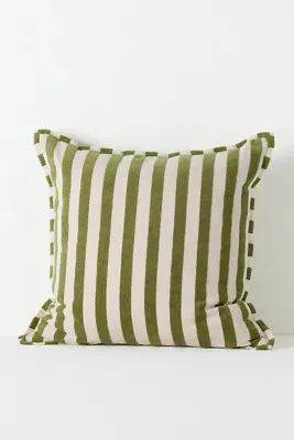 Sarah Striped Cotton-Chenille Bolster Pillow - Green by Anthropologie, image 2