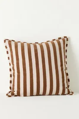 Sarah Striped Cotton-Chenille Pillow - Brown by Anthropologie, alternate view