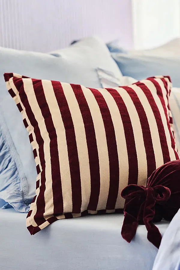 Sarah Striped Cotton-Chenille Pillow by Anthropologie