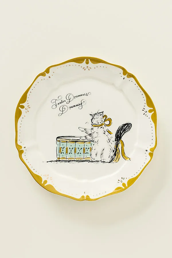 Sarah Writes In Ink 12 Days of Christmas Dessert Plates - Green by Anthropologie
